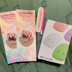 2 pk Gel Nail Wrap & Wireless Mini UV Lamp